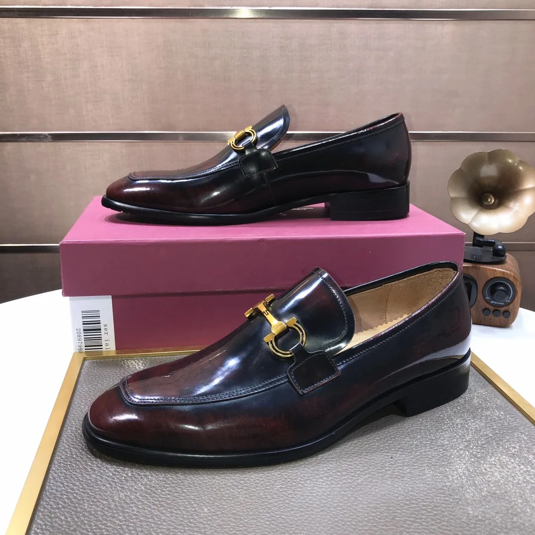 Men's shoes 💰500💰 [Ferragamo/Ferragamo] The latest model in the counter. Original imported high-quality cowhide with open sides + imported 🐂 water-dyed cowhide lining + original luxury metal buckle + original combination outsole. Comparison without pressure 38--45 (45 is custom-made and cannot be returned or exchanged)